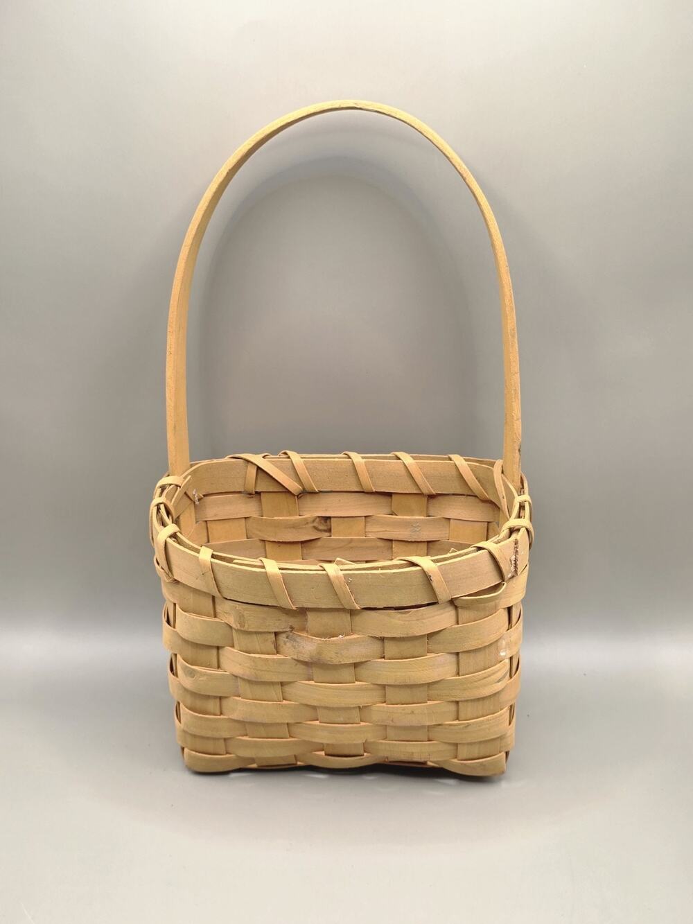 Split Wood Wall Pocket Hanging Basket VTG Cottagecore Country Farmhouse Decor